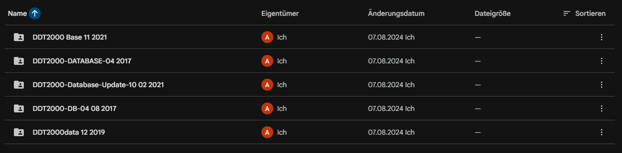 DDT2000 Ordnerinhalt Vorschau